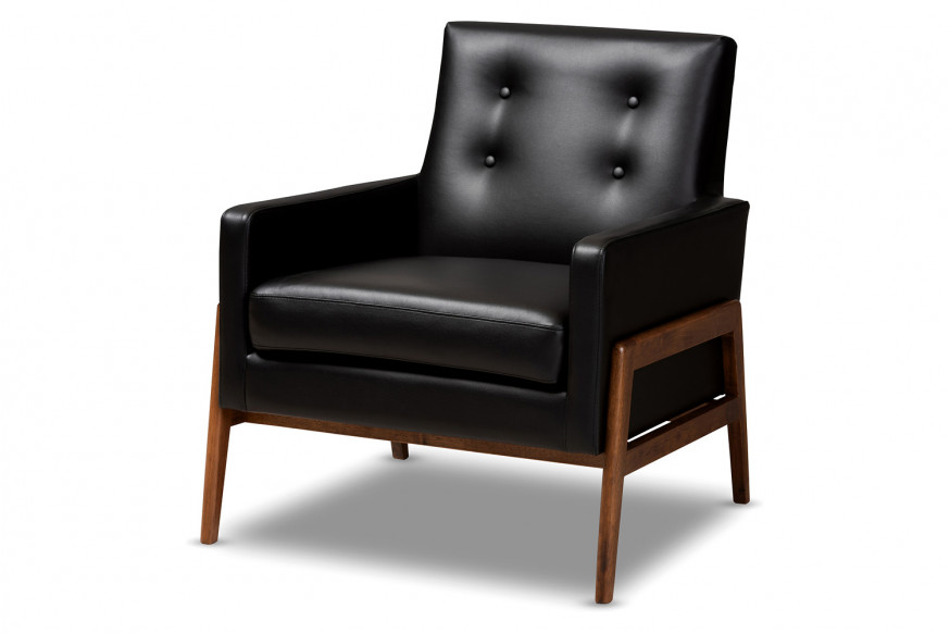 Baxton™ Perris Mid-Century Modern Lounge Chair - Black