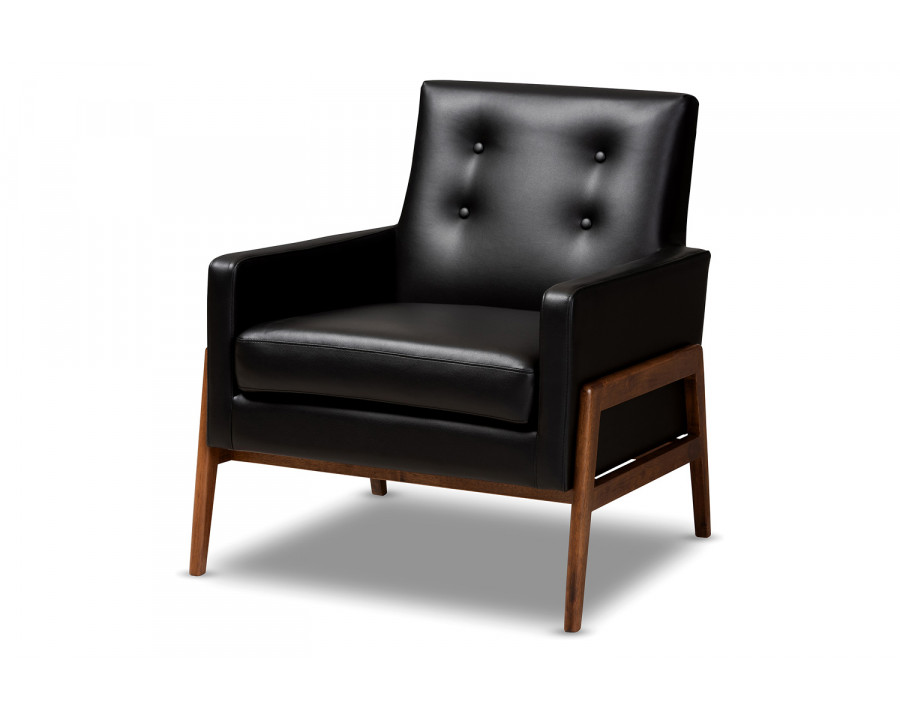 Baxton Perris Mid-Century Modern Lounge Chair - Black