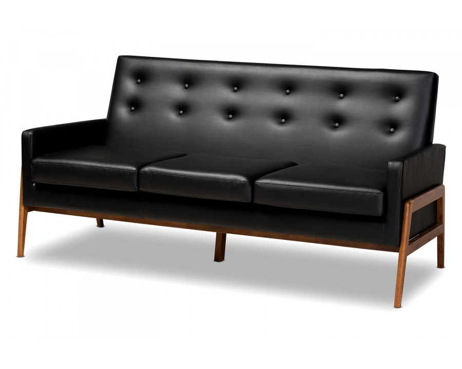 Baxton Perris Mid Century Modern Sofa - Black