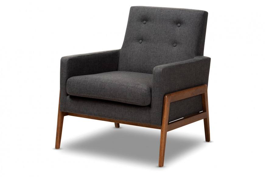 Baxton™ Perris Mid-Century Modern Lounge Chair - Dark Gray