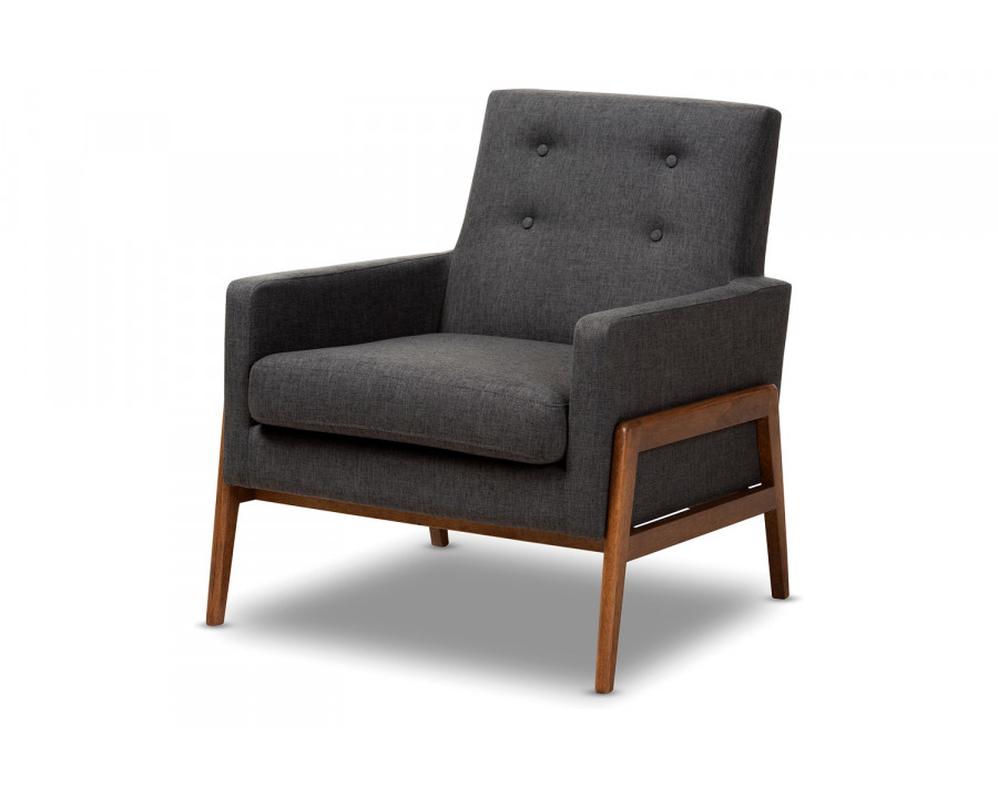 Baxton Perris Mid-Century Modern Lounge Chair - Dark Gray