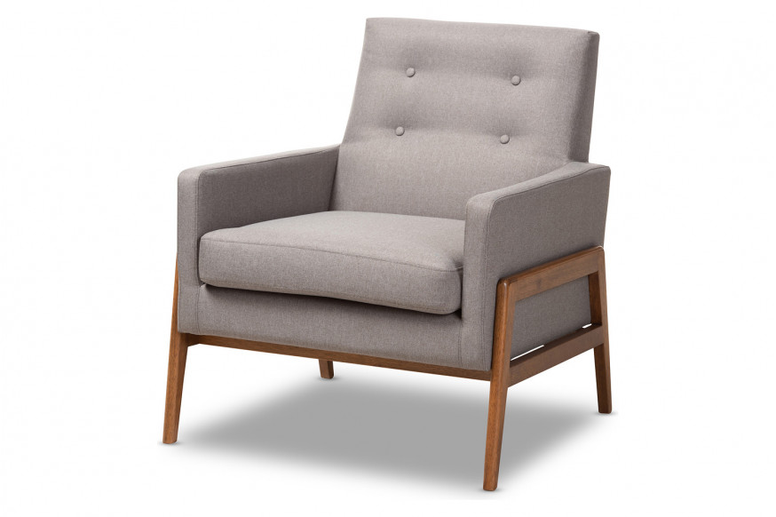 Baxton™ Perris Mid-Century Modern Lounge Chair - Gray Velvet