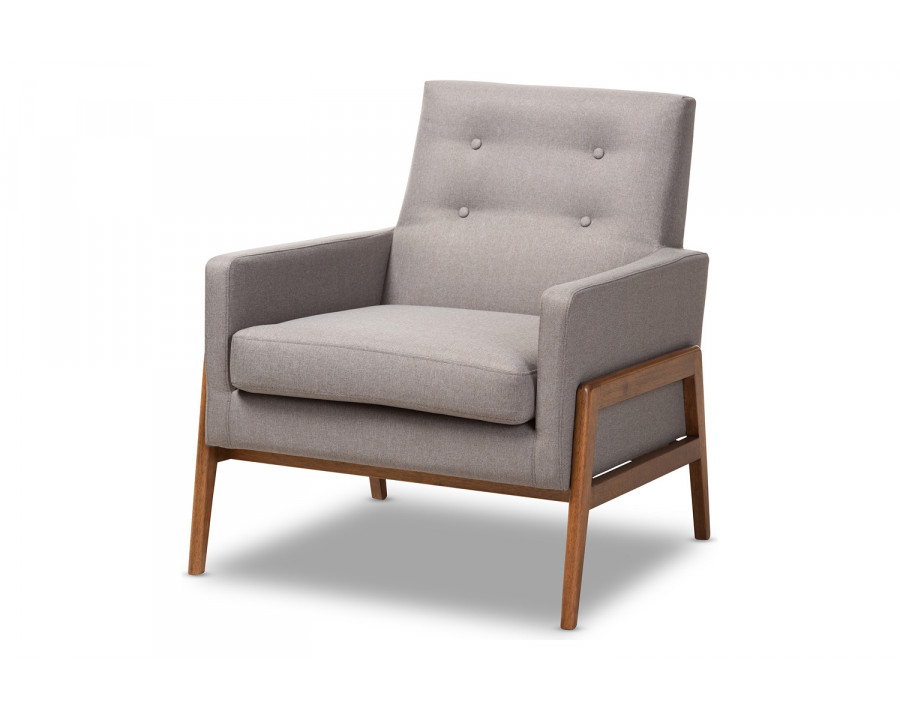 Baxton Perris Mid-Century Modern Lounge Chair - Gray Velvet