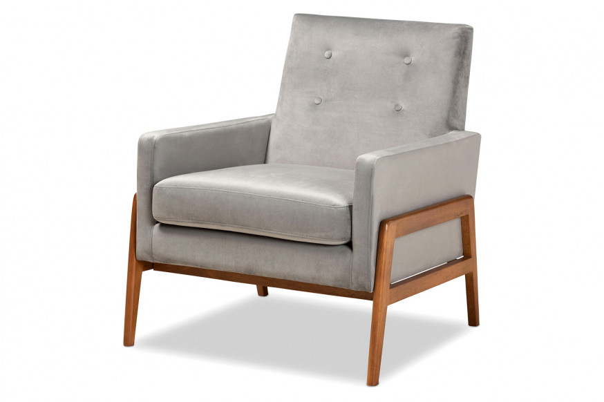 Baxton™ Perris Mid-Century Modern Lounge Chair - Gray