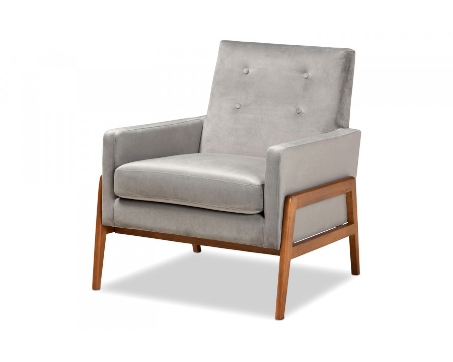 Baxton Perris Mid-Century Modern Lounge Chair - Gray