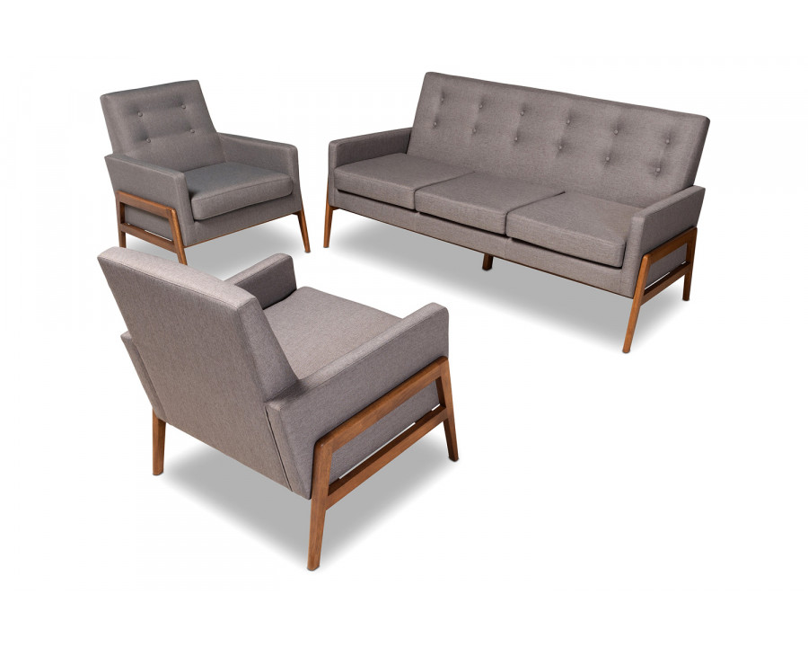 Baxton Perris Mid-Century Modern 3-Piece Living Room Set