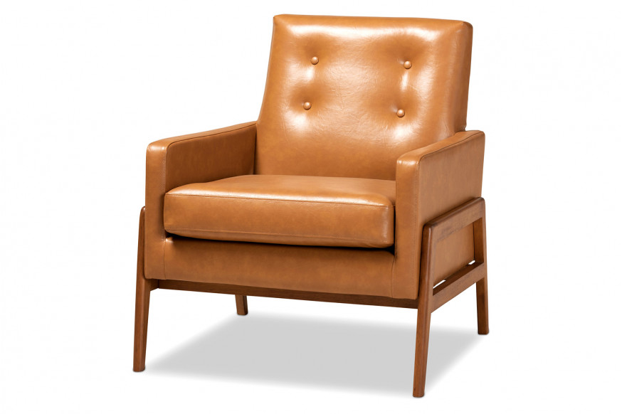 Baxton™ Perris Mid-Century Modern Lounge Chair - Tan