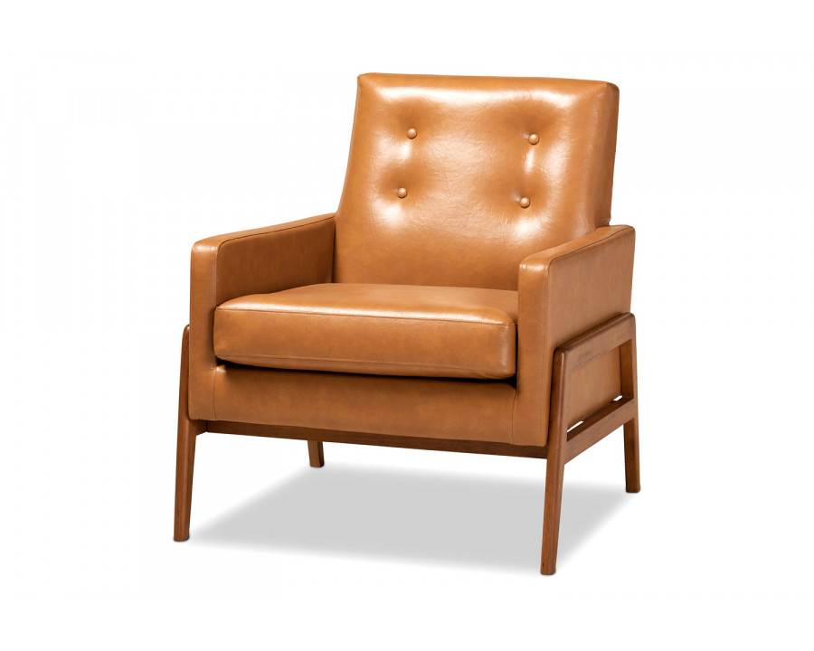 Baxton Perris Mid-Century Modern Lounge Chair - Tan