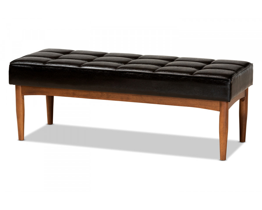 Baxton Sanford Mid-Century Modern Dining Bench - Dark Brown