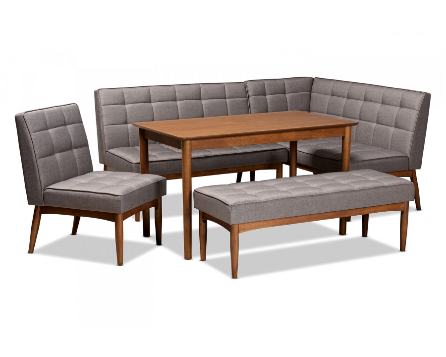 Baxton Sanford Mid-Century Modern 5-Piece Dining Nook Set - Gray