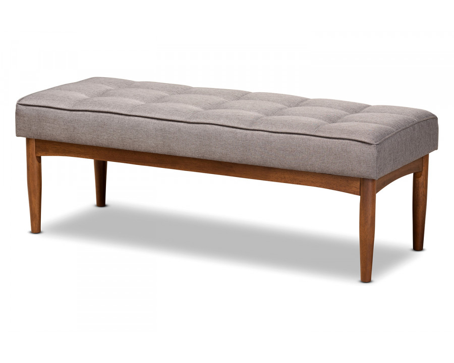 Baxton Sanford Mid-Century Modern Dining Bench - Gray