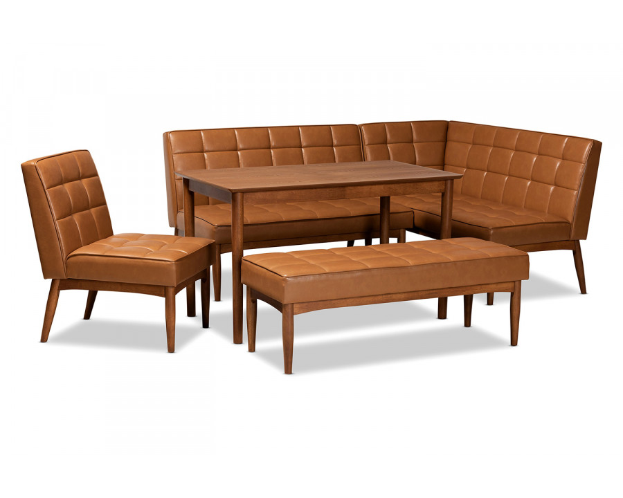 Baxton Sanford Mid-Century Modern 5-Piece Dining Nook Set - Tan