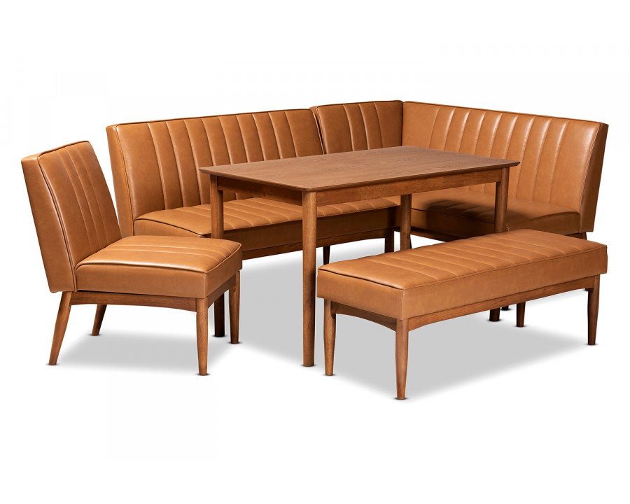 Baxton Daymond Mid-Century Modern 5-Piece Dining Nook Set - Tan