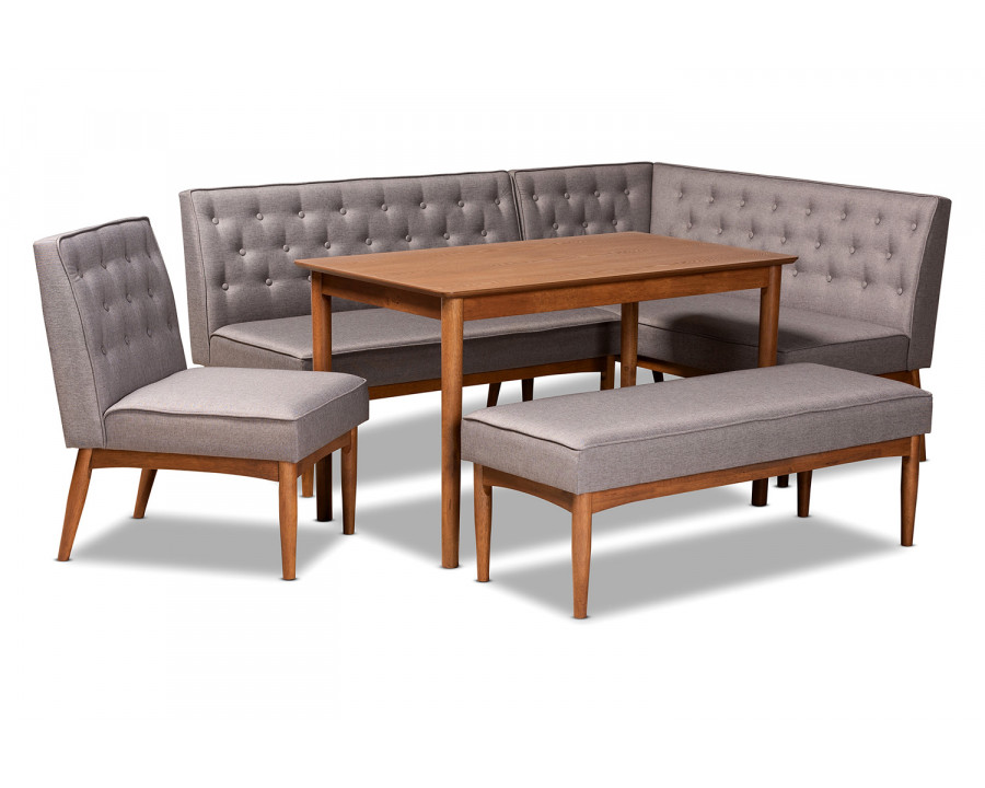 Baxton Riordan Mid-Century Modern 5-Piece Dining Nook Set - Gray