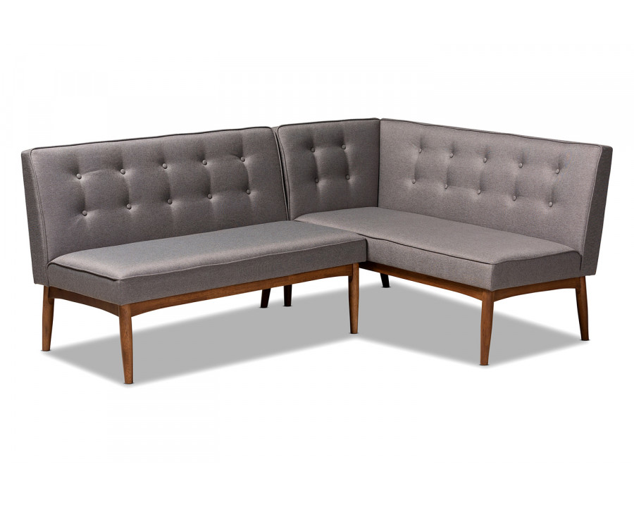 Baxton Arvid Mid-Century Modern 2-Piece Dining Nook Banquette Set - Gray