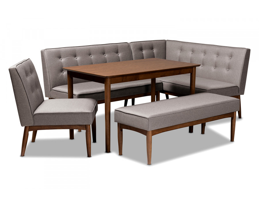 Baxton Arvid Mid-Century Modern 5-Piece Dining Nook Set - Gray