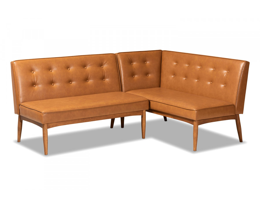 Baxton Arvid Mid-Century Modern 2-Piece Dining Nook Banquette Set - Tan