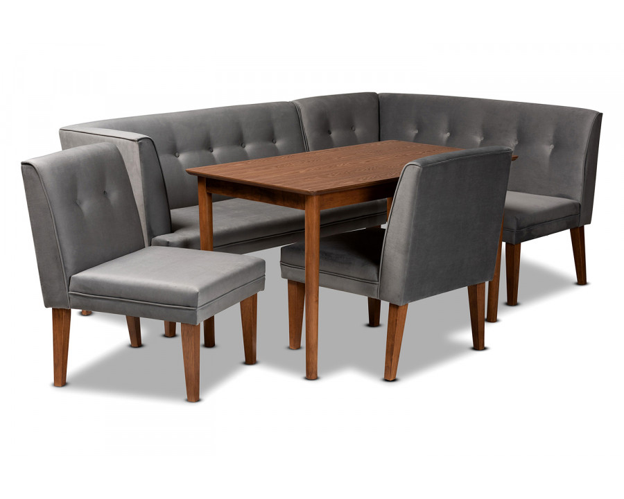 Baxton Stewart Mid-Century Modern 5-Piece Dining Nook Set - Gray