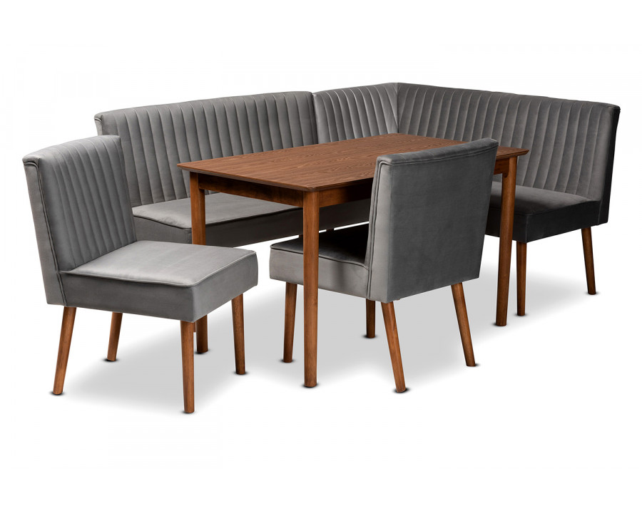 Baxton Alvis Mid-Century Modern 5-Piece Dining Nook Set - Gray