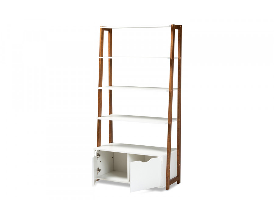 Baxton Senja Modern 2-Door Ladder Bookshelf