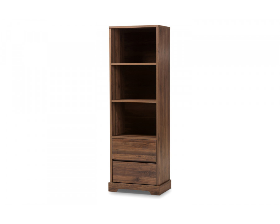 Baxton Burnwood Modern 2-Drawer Bookcase