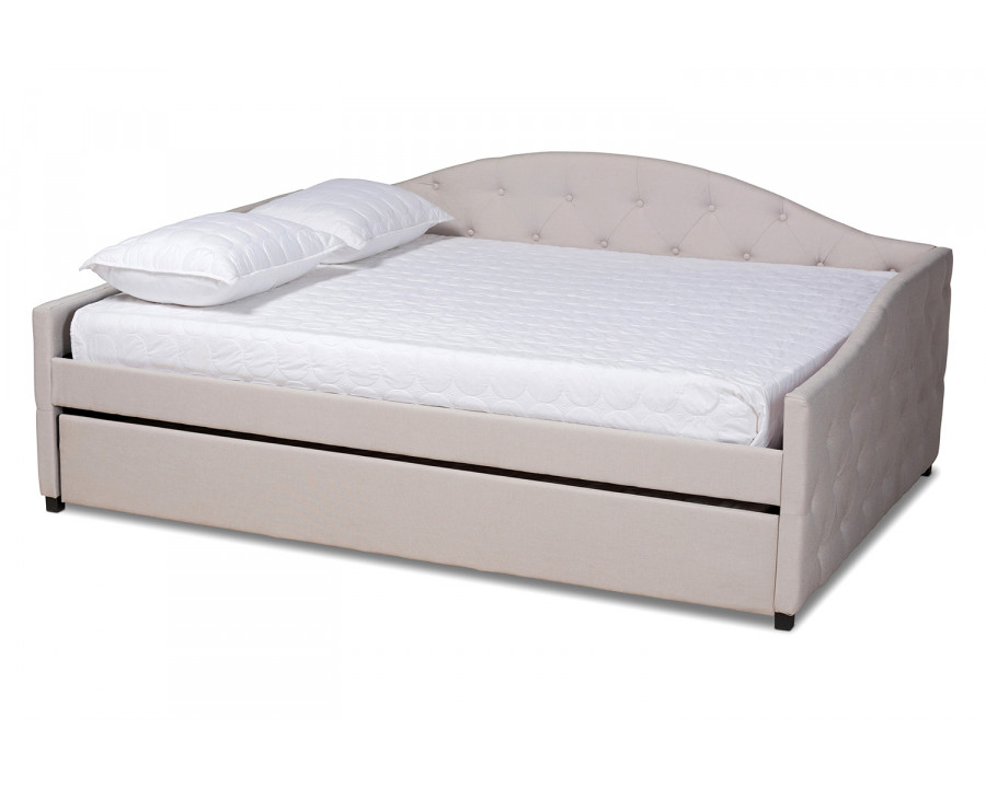 Baxton Becker Modern Queen Size Daybed with Trundle - Beige