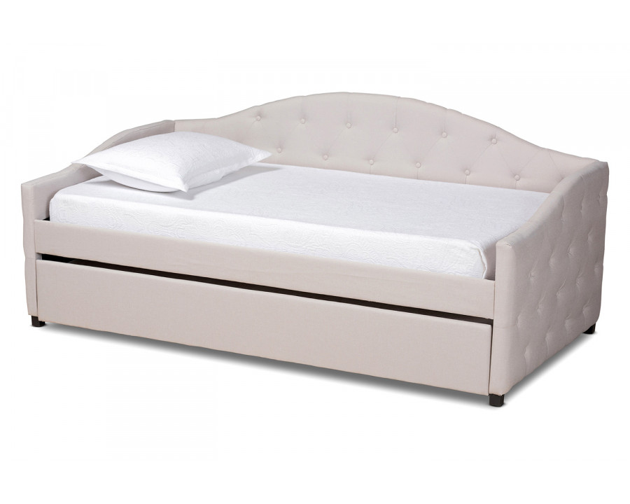 Baxton Becker Modern Twin Size Daybed with Trundle - Beige