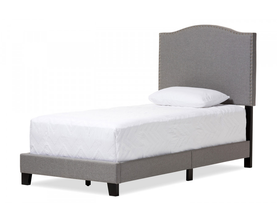 Baxton Benjamin Modern Arched Bed with Nail Heads - Gray