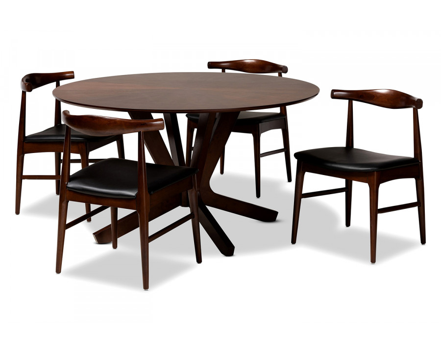 Baxton Berlin Mid-Century Modern 5-Piece Wood Dining Set