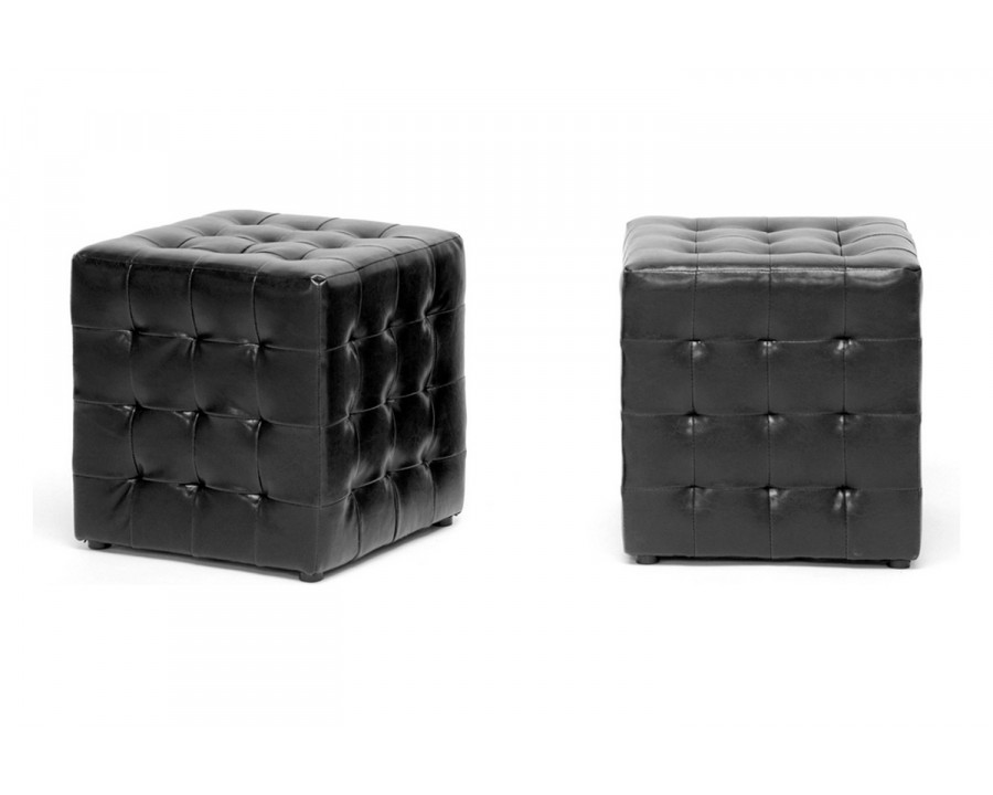 Baxton Siskal Modern 2-Piece Cube Ottoman - Black