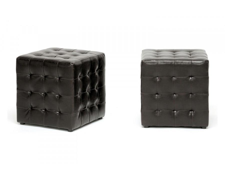 Baxton Siskal Modern 2-Piece Cube Ottoman - Dark Brown