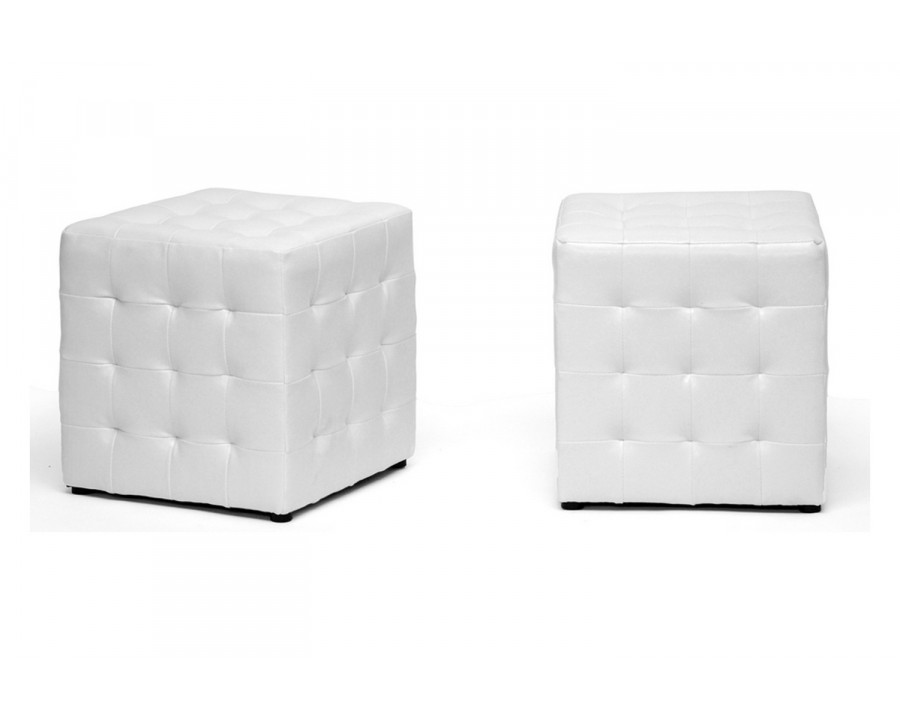 Baxton Siskal Modern 2-Piece Cube Ottoman - White