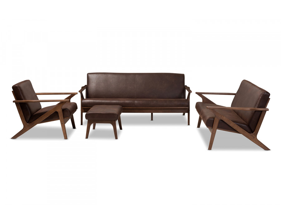 Baxton Bianca Mid-Century Modern Livingroom Sofa Set - Dark Brown