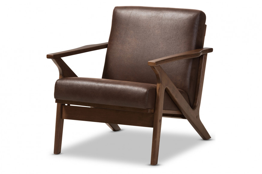 Baxton™ Bianca Mid-Century Modern Lounge Chair - Dark Brown