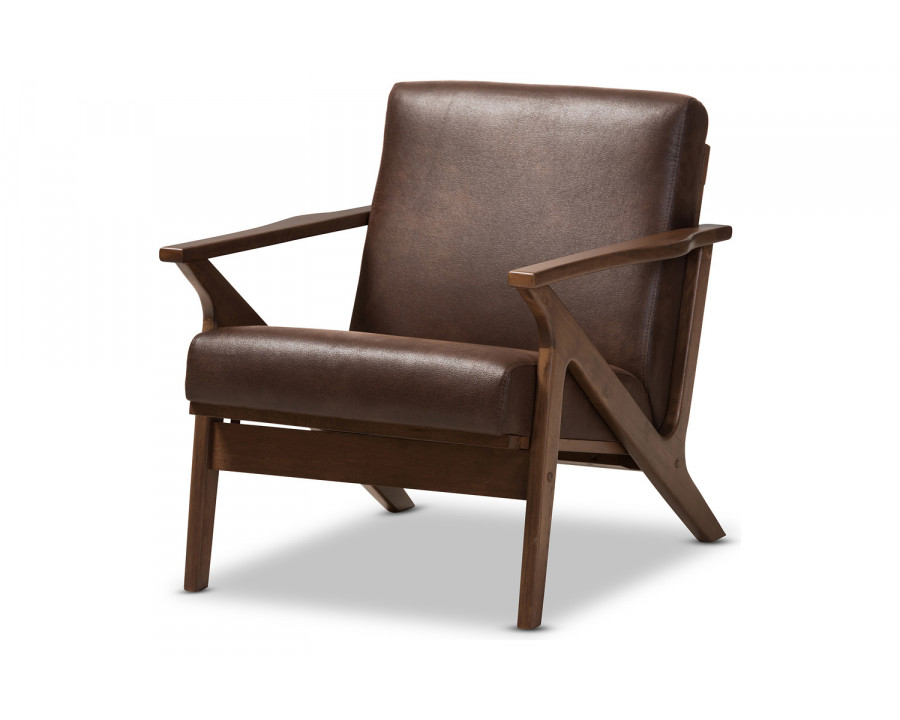 Baxton Bianca Mid-Century Modern Lounge Chair - Dark Brown