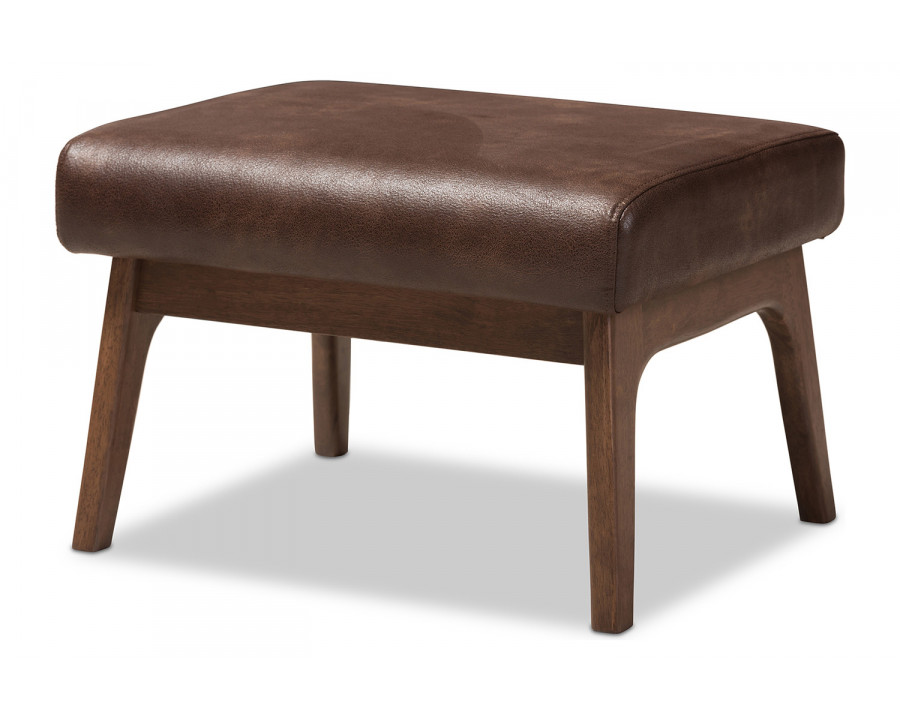 Baxton Bianca Mid-Century Modern Ottoman - Dark Brown