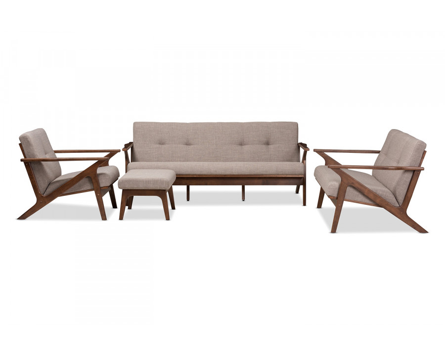 Baxton Bianca Mid-Century Modern Livingroom Sofa Set - Light Gray