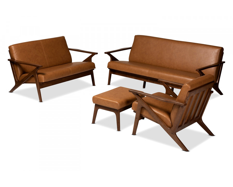 Baxton Bianca Mid-Century Modern Livingroom Sofa Set - Tan