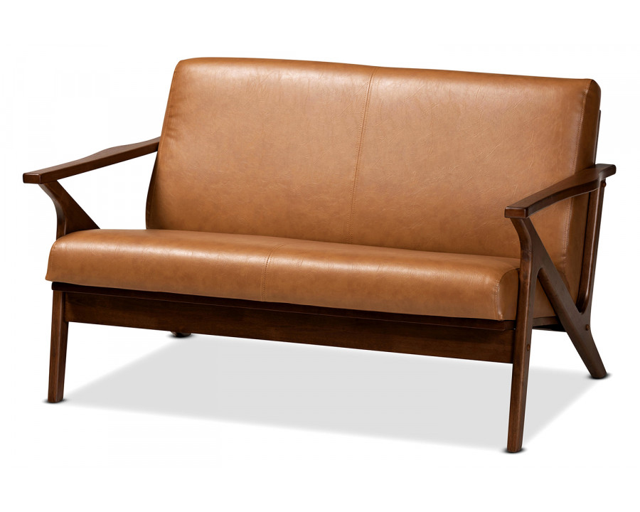 Baxton Bianca Mid-Century Modern 2-Seater Loveseat - Tan