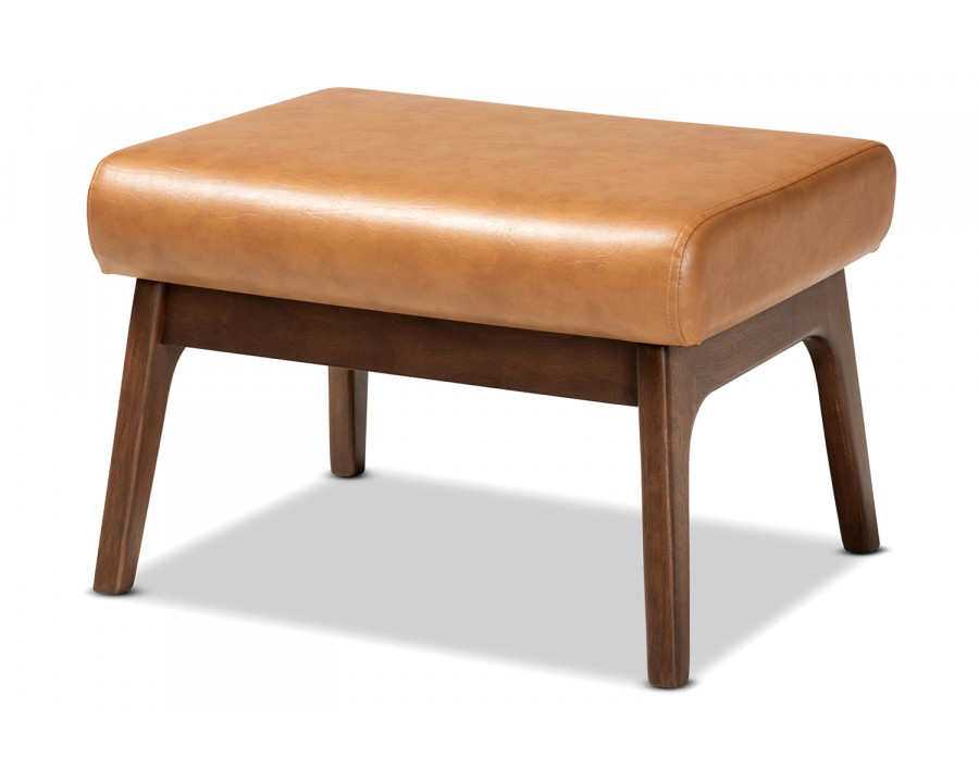 Baxton Bianca Mid-Century Modern Ottoman - Tan