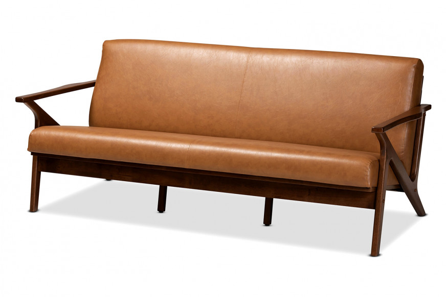 Baxton™ Bianca Mid-Century Modern 3-Seater Sofa - Tan