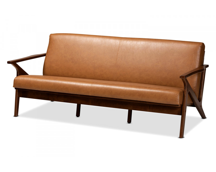 Baxton Bianca Mid-Century Modern 3-Seater Sofa - Tan