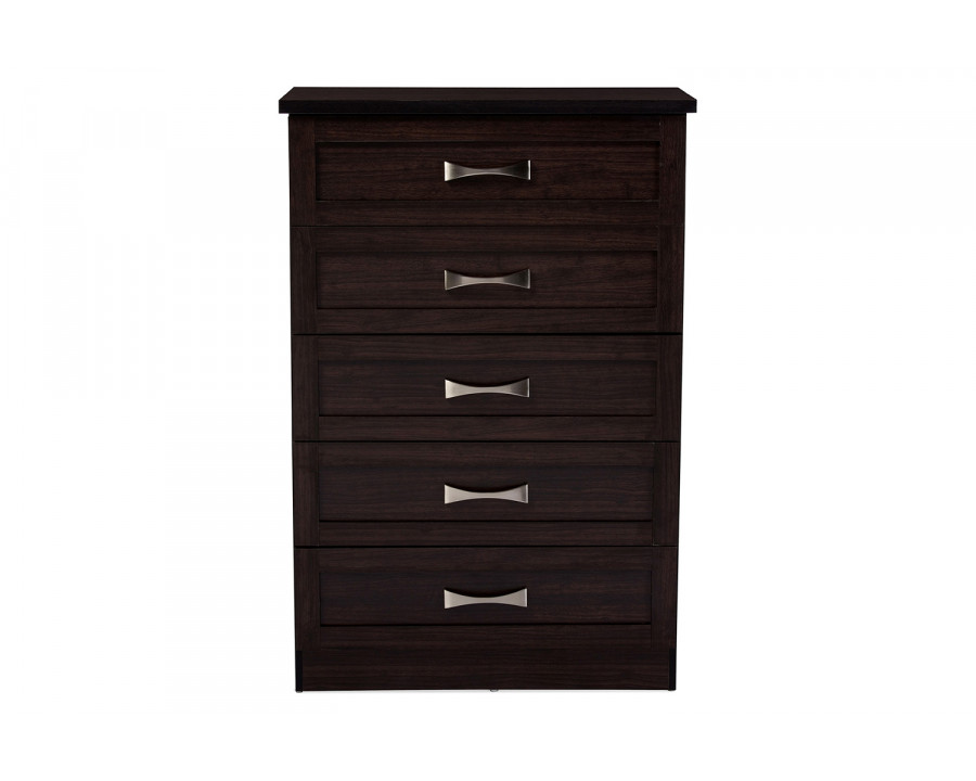 Baxton Colburn Modern 5-Drawer Tallboy Storage Chest - Dark Brown