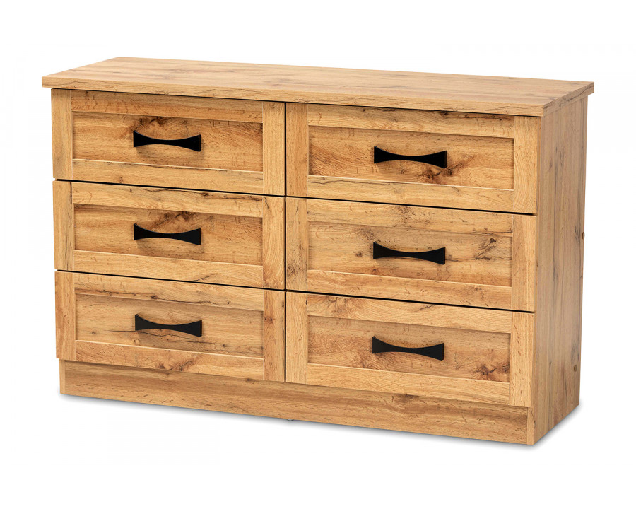 Baxton Colburn Modern 6-Drawer Storage Dresser - Oak Brown