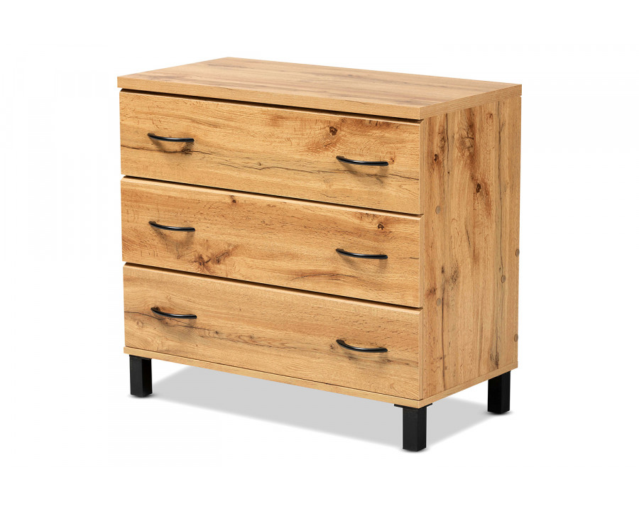 Baxton Maison Modern 3-Drawer Storage Chest - Wotan Oak Brown