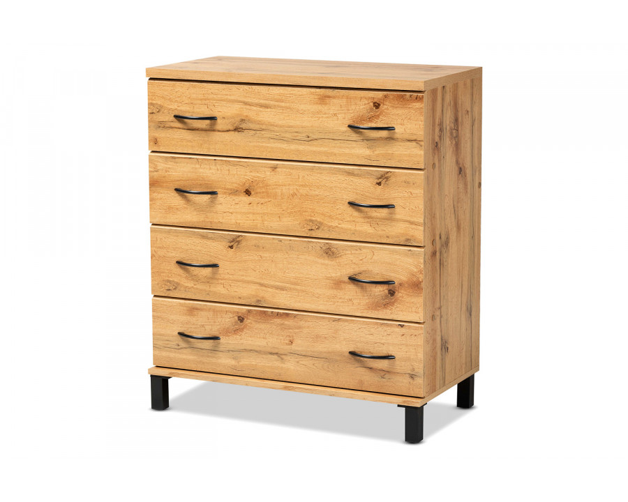 Baxton Maison Modern 4-Drawer Storage Chest - Wotan Oak Brown