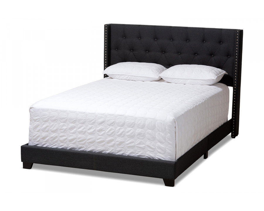 Baxton Brady Modern Full Size Bed - Charcoal Gray