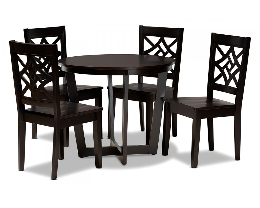 Baxton Brava Modern 5-Piece Dining Set - Dark Brown