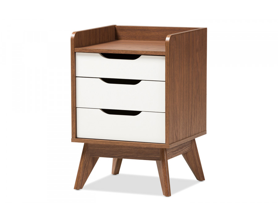 Baxton - Brighton Mid-Century Modern 3-Drawer Storage Nightstand