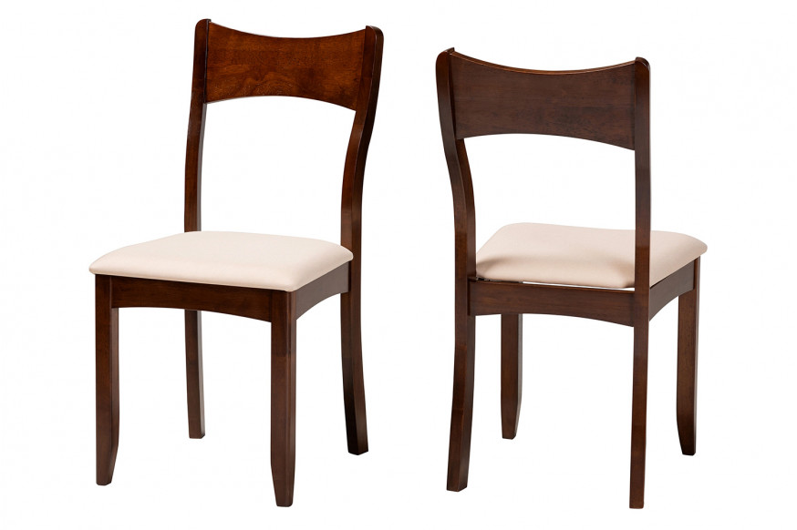 Baxton™ Adreana Mid-Century Modern 2-Piece Dining Chair Set - Cream